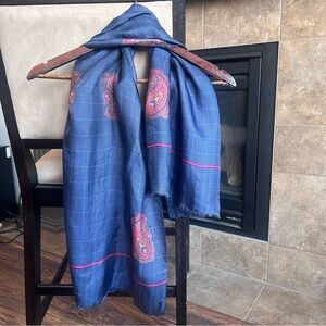 Made in Italy Vintage Boutique Brand Currie 100% Pure Silk Navy Paisley Scarf